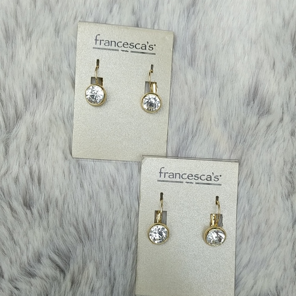 NWT Francesca's Gold Rhinestone Drop Earrings